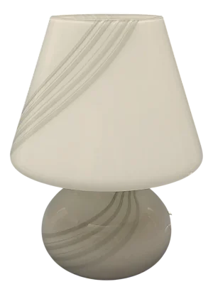 Modern White Spiral Murano Glass Mushroom Table Lamp, 1970s