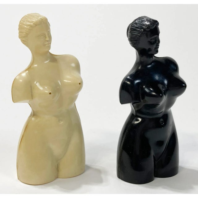 Ivory Vintage Resin Female Form Salt and Pepper Shakers, a Pair For Sale - Image 8 of 8