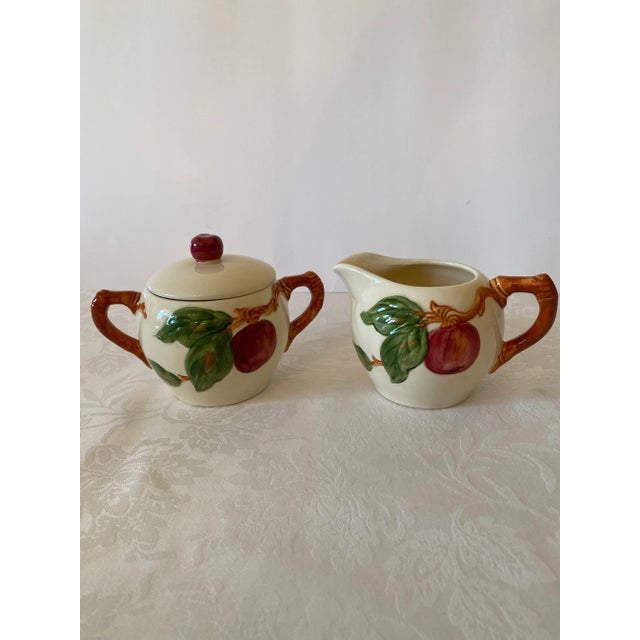 Late 20th Century Franciscan Apple Pattern Sugar Bowl With Lid and Creamer Excellent Condition For Sale - Image 11 of 11