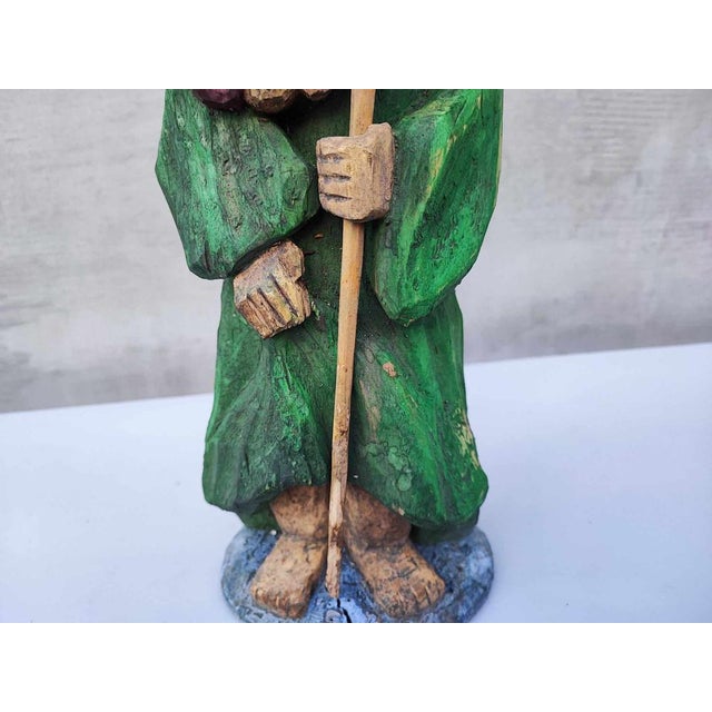 Saint Christopher, wooden figure, signed, from the 1960s and 1970s, dimensions: height 41.8 cm, width 14 cm, depth 13 cm,...