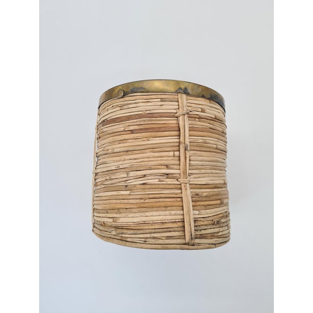 Rattan and Brass Basket, 1970s For Sale - Image 9 of 10