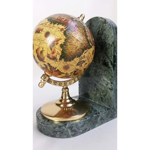 Old World Globe Bookends on Solid Green Marble A Pair Chairish