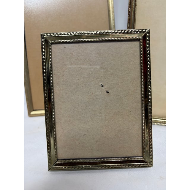 Trio Vintage Brass Table Top Photo Frames For Sale - Image 4 of 8