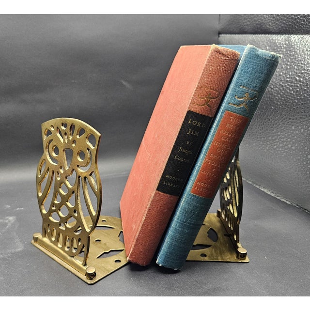 Brass Vintage 1970s Brass Owl Bookends Pair of 2 Made in Taiwan For Sale - Image 8 of 8