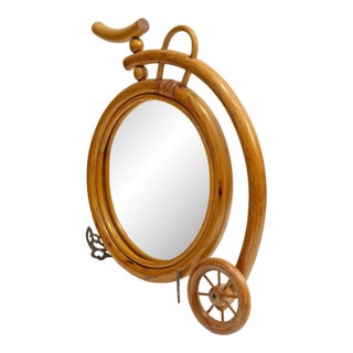 Vintage Bamboo Frame Penny Farthing Bicycle / Bike Wall Accent Mirror For Sale