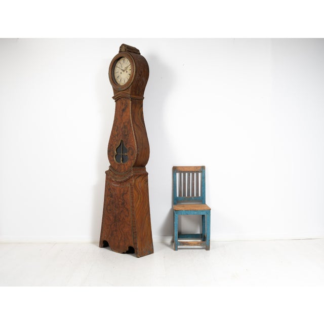 Early 19th Century Swedish Faux Paint Long Case Clock For Sale - Image 5 of 17