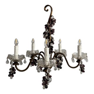 Antique Chandelier With Glass Grape Clusters For Sale