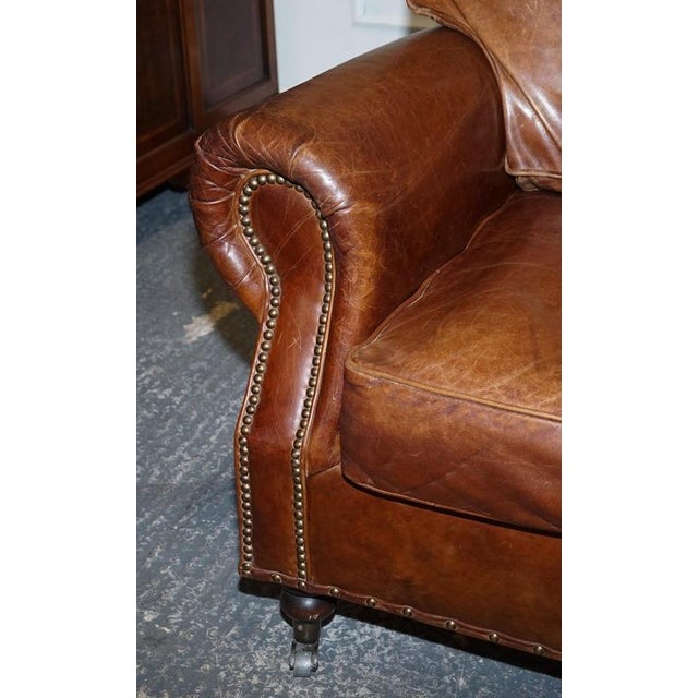 2000 - 2009 Balmoral Two Seater Brown Heritage Leather Sofa in the style of Halo and Timothy Oulton For Sale - Image 5 of 16