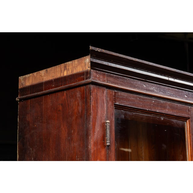 Early 20th Century Early 20th Century Oxblood-Stained Step-Back Kitchen Hutch For Sale - Image 5 of 18