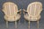 Pair of 19th C. French Louis XVI Paint Decorated & Gilt Carved Armchairs For Sale - Image 4 of 12