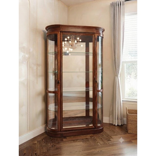 1960s Elegant Pulaski Display Cabinet With Curved Glass For Sale - Image 10 of 13