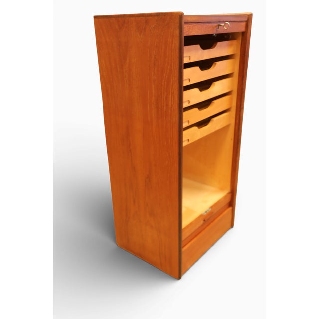 Danish Teak Filing Cabinet with Louvered Door, 1960s For Sale - Image 13 of 14