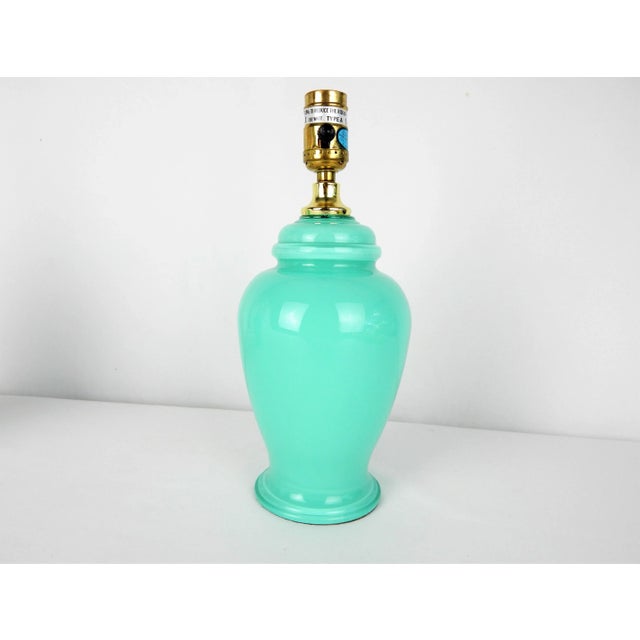Aqua Aqua Blue Glass Boudoir Lamps, Pair For Sale - Image 8 of 11