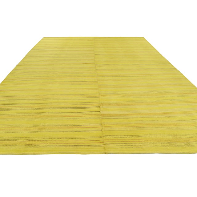 2010s Oversized Rug & Kilim’s Contemporary Kilim in Yellow Stripes & Geometric Pattern For Sale - Image 5 of 7