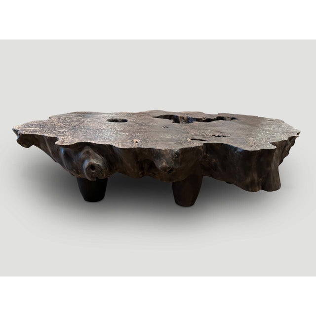 Contemporary Andrianna Shamaris Organic Lightly Charred Teak Wood Coffee Table For Sale - Image 3 of 6