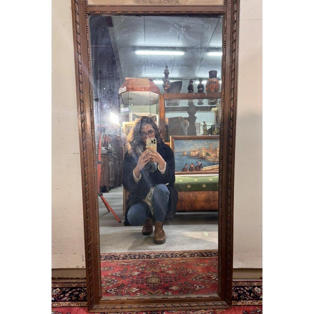 Louis XVI Style Carved Wood Trumeau Mirror For Sale - Image 4 of 6