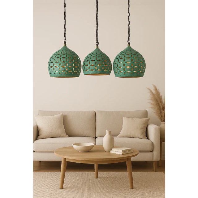 Add a touch of artistry to your space with this stunning Dome Pendant Lamp. Featuring a wide dome shade crafted in Morocco...
