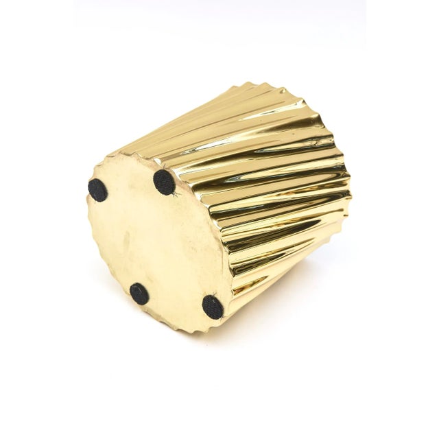 Vintage Brass Fluted Box With Ball Top MId Century Modern Desk Accessory, 1950's For Sale - Image 10 of 11
