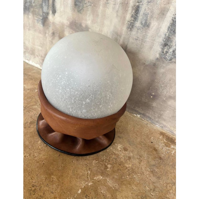 Table Lamp in Leather and Frosted Glass from Nova Tecno, Italy, 1970s For Sale - Image 6 of 9