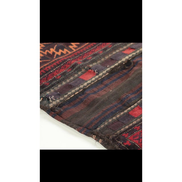 Islamic Late 19th Century Antique Handwoven Afghan Baluch Wool Saddlebag / Rug For Sale - Image 3 of 6