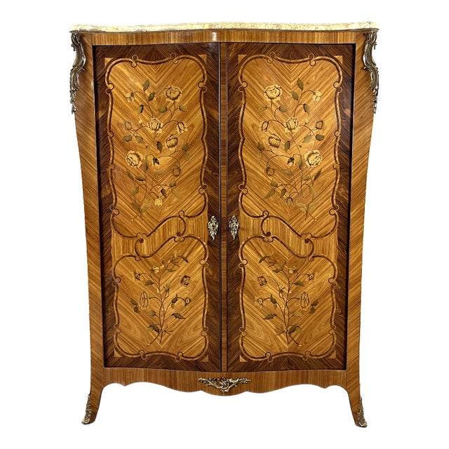 20th Century Louis XV Style Marquetry Wardrobe For Sale