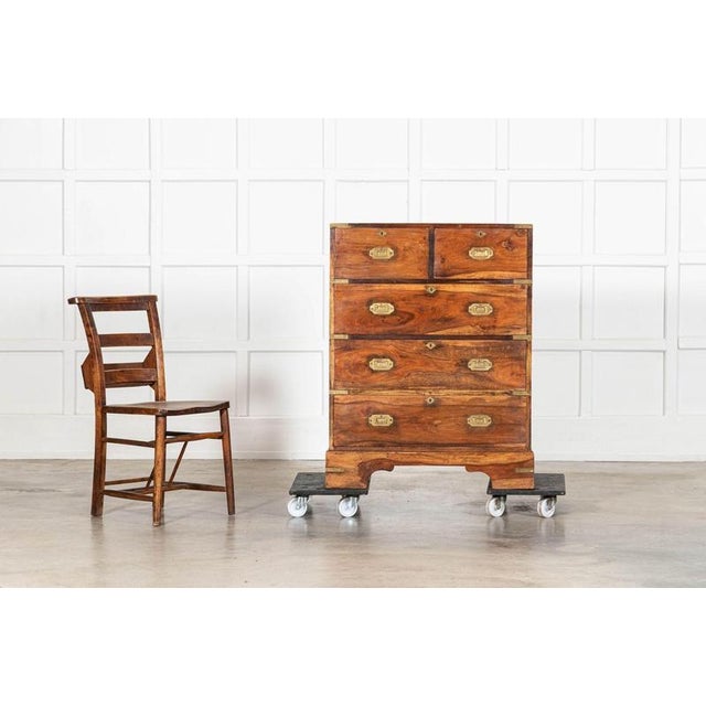 English Walnut Campaign Chest Drawers, 1880 For Sale - Image 4 of 13