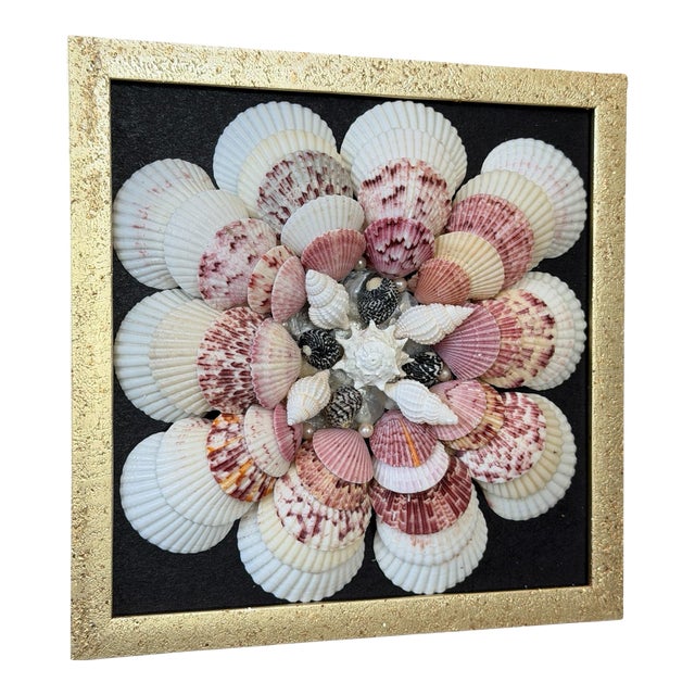 Custom Framed Seashell Wall Art in the Manner of a Sailor’s Valentine For Sale