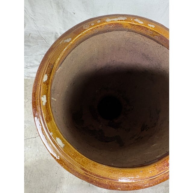 Mid 20th Century Large French Anduze Garden Urn in Honey Brown Glaze For Sale - Image 5 of 7