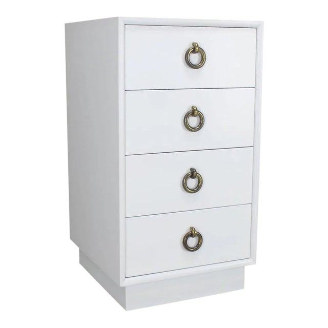 Metal Mid-Century Modern White Lacquer 4-Drawer Cabinet For Sale - Image 7 of 7