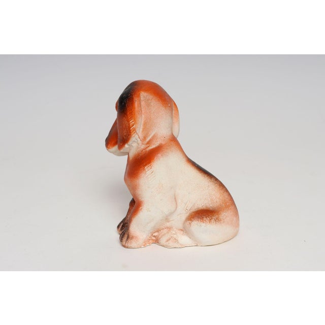 Vintage American Carved and Painted Chalkware Orange Puppy With Blue Bow Figurine For Sale - Image 4 of 10