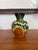 French mid-century vase with drip glaze, in tones of blue and yellow on a terracotta colour background. Bought in Paris...