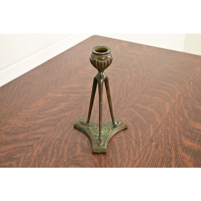 Tiffany Studios Tiffany Studios New York Bronze Candlestick, Circa 1910 For Sale - Image 4 of 14