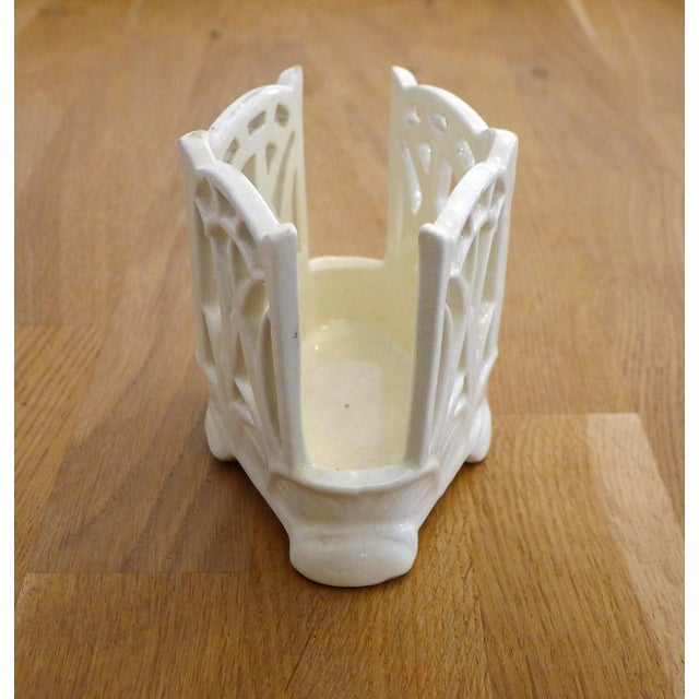 Small Art Nouveau Neo-Gothic Style Openwork Pot or Letter Holder in Earthenware, Early 20th Century For Sale - Image 5 of 15