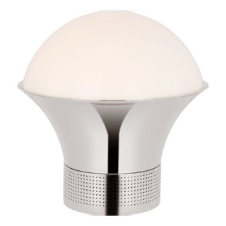 Kelly Wearstler by Visual Comfort Signature Precision Accent Table Lantern in Polished Nickel with White Glass For Sale
