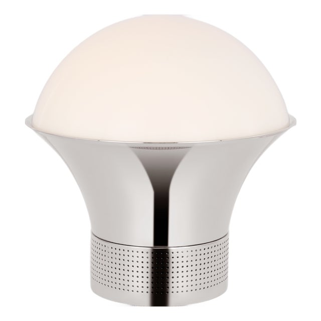 Kelly Wearstler by Visual Comfort Signature Precision Accent Table Lantern in Polished Nickel with White Glass For Sale