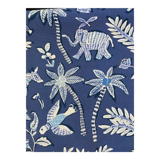 Thibaut Goa Blue Printed Fabric 3 1/2 Yards For Sale