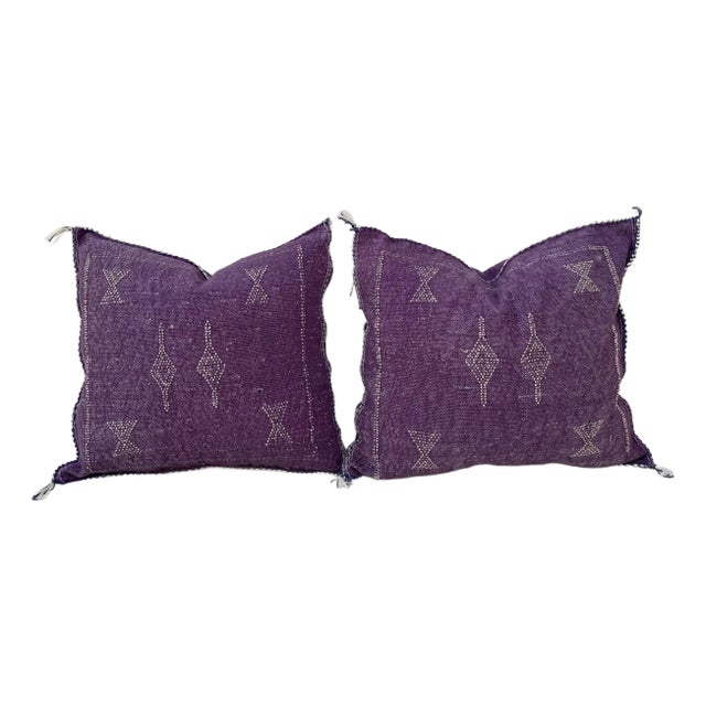 Contemporary Purple Silk Sabra Pillow Covers- a Pair For Sale
