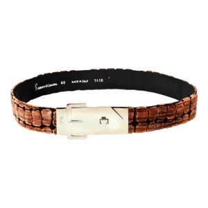 Roberta Di Camerino Black & Brown Cut Velvet and Silver Plate Buckle Waist Belt