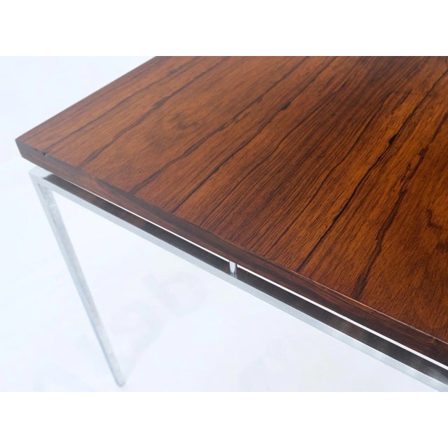 Floating Rosewood Top Chrome Stainless Base Square Side End Coffee Table For Sale - Image 12 of 13