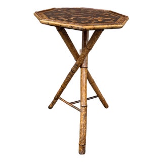 19th Century Decoupage Bamboo Side Table For Sale