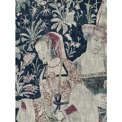 Vintage French Medieval Style Screen Printed Tapestry, 1960s For Sale - Image 3 of 18