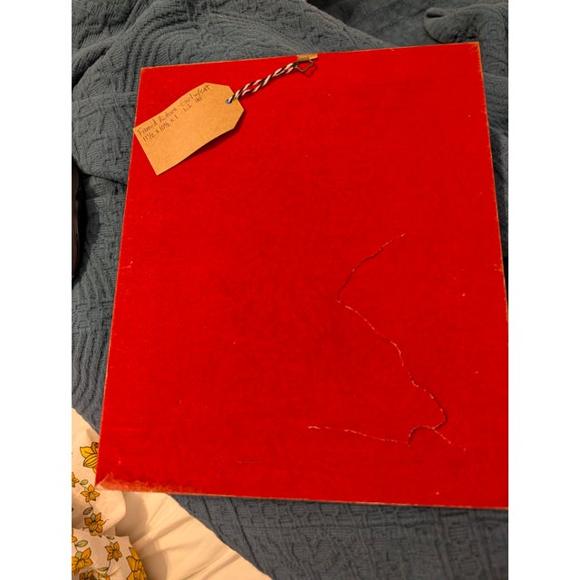 Gold Vintage Framed Hand-Painted Metal Portrait Plaque, After Perronneau, Girl With Kitten For Sale - Image 8 of 8