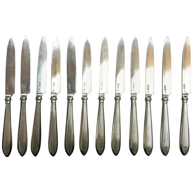 1920s Silver Rib Model Fruit Knives, Netherlands, 1920s, Set of 12 For Sale - Image 5 of 5