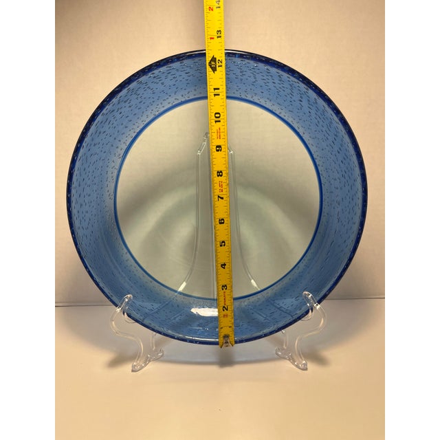 Mid-Century Modern Vintage Murano Italy Hand Blown Bubble Glass Platter Bowl For Sale In Los Angeles - Image 6 of 7