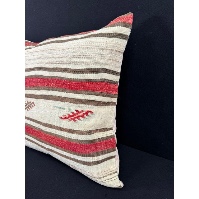 Contemporary Turkish Hemp Pillow Cushion Natural Beige Red Pillow Cushion Cover 24x24 For Sale - Image 3 of 4