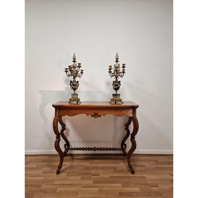 Italian Console Table in Walnut, Mid-19th Century For Sale - Image 4 of 18