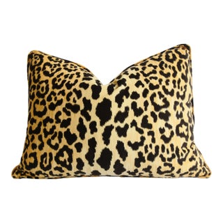 Jungle African Leopard Cat Velvet Feather/Down Pillow 24” X 17” For Sale