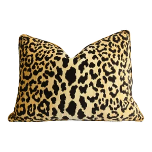 Jungle African Leopard Cat Velvet Feather/Down Pillow 24” X 17”