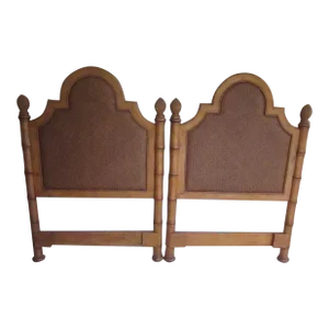 1980s Twin Headboard Tommy Bahama Wicker Rattan Bamboo With Pineapple Finals Set of 2
