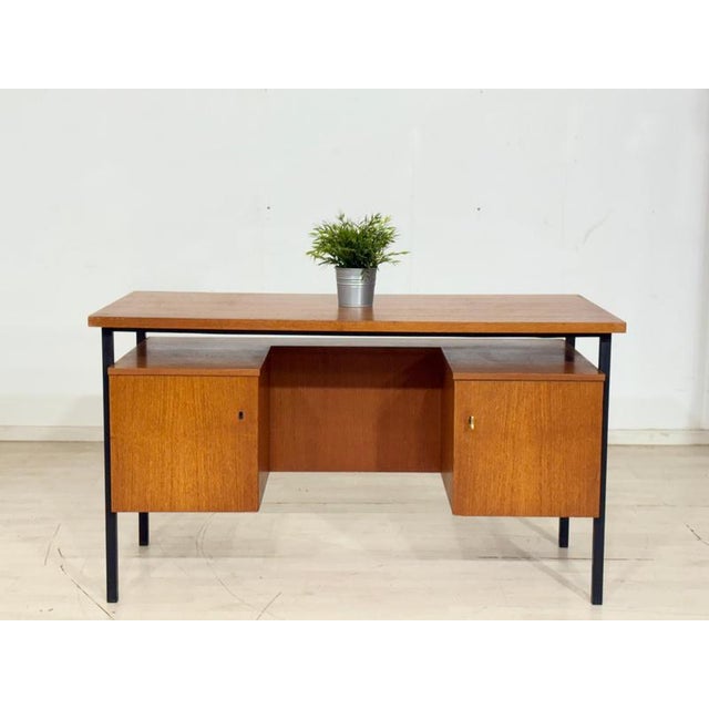 Mid-Century Danish Teak Desk with Metal Frame, 1960s For Sale - Image 5 of 5